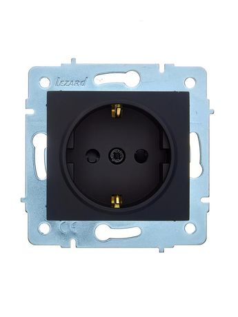 Розетка 1-м СП ASTI 16А IP20 с заземл. защ. шторки термопласт механизм черн. бархат. LEZARD 7081-4288-124B