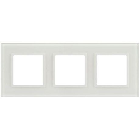 Рамка для розеток и выключателей Elegance 14-5103-01М на 3 поста, стекло, белый матовый+бел. | Б0065836 ЭРА