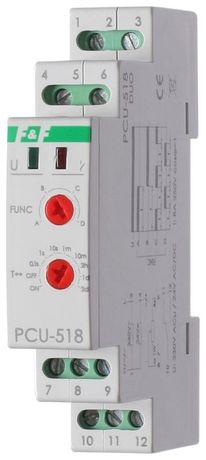 Реле времени PCU-518 8А 230В AC/24В AC/DC 1п IP20 многофункц. с выносн. потенциомметром монтаж на DIN-рейке F&F EA02.001.024 Евроавтоматика