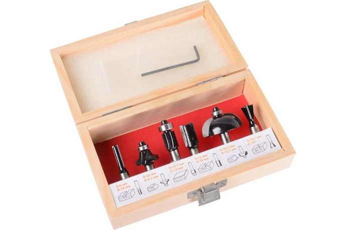 Набор фрез по дереву 6шт.(хвостовик 8мм), кейс | 73/10/6/20 ВИХРЬ