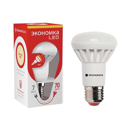 Лампа светодиодная LED рефлектор R63 7Вт Е27 230v 3000K 540лм Экономка - Eco_LED7wR63E2730