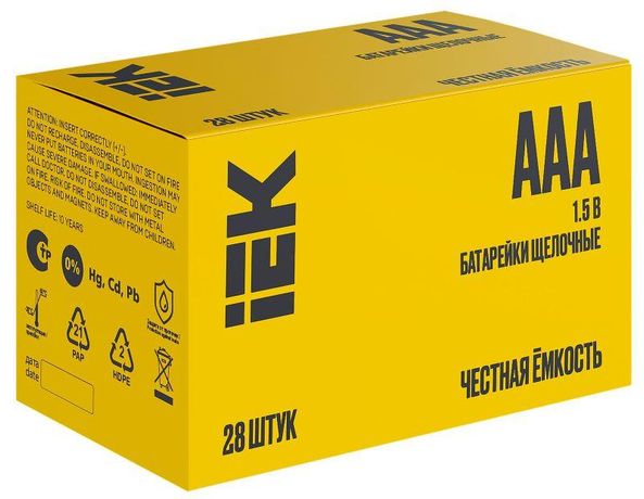 Батарейка щелочная Alkaline LR03/AAA (28/бокс) IEK - ABT-LR03-OP-B28