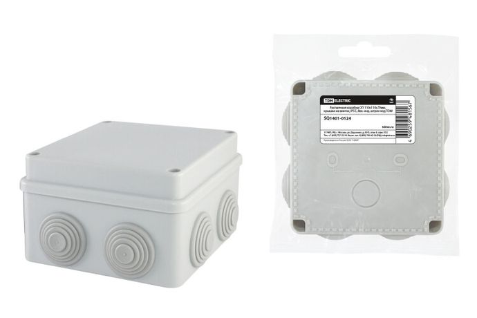 Коробка распределительная о/п 110х110х70мм, крышка на винтах, IP55, 8вх. инд. штрих-код | SQ1401-0124 TDM