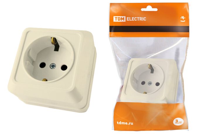 Розетка 2П+3 открытой установки IP20 16А 250В (керамика) сл. кость "Ладога" | SQ1801-0211 TDM