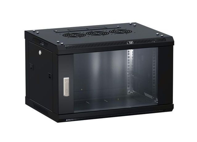 Шкаф настенный 19" TERACOM PRO 9U 600х450 мм дверь стеклянная с замком-ручкой чёрный | TRP-WLL-0964-40B EKF