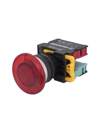 ВК22-ВW3462, красный, 1НЗ, цилиндр, хром, c подсветкой, d22мм, выключатель кнопочный (ЭТ) - ET559662 Электротехник