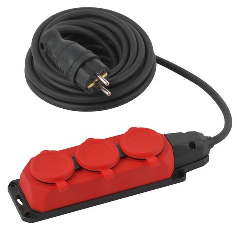 Удлинитель силовой UK-3e-3x1,5-5m-IP44(KG) с заземлением 3 розетки каучук 5м КГ 3х1,5мм2 IP44 | Б0057579 ЭРА