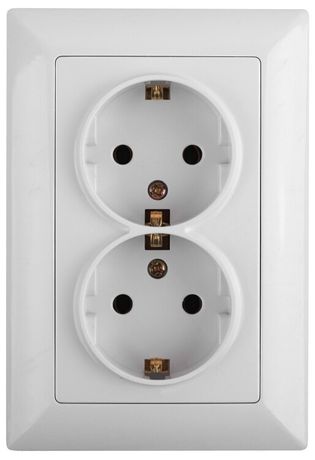 Розетка однофазная двойная скрытого монтажа, в рамку с заземлением без шторок белый 16А 250В IP20 4-205-01 Intro Solo - Б0053674 ЭРА