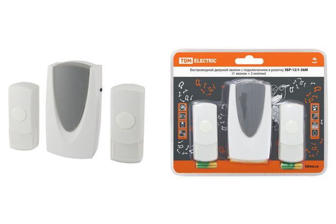 Звонок ЗБР-12/1-36М (беспр., роз., 2 кнопки) | SQ1901-0011 TDM