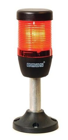 Сигнальная колонна 50 мм, одноцветная (красный цвет), светодиод LED, алюм. патрубок 100 мм с основанием, 220В AC, IP40 - IK51L220XM03 EMAS