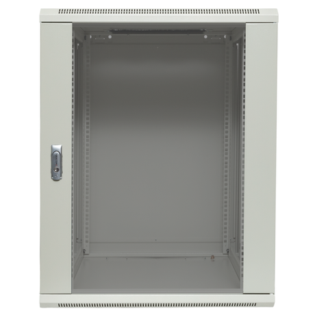 Шкаф настенный 19" TERACOM PRO 12U 600х600 мм дверь стеклянная с замком-ручкой серый | TRP-WLL-1266-40G EKF