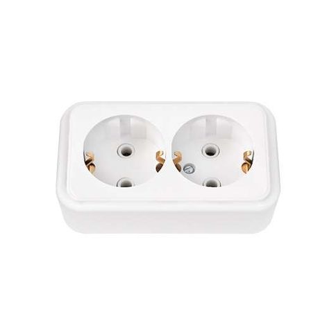 Розетка 2-м ОП 16А IP20 с заземл. бел. Bylectrica РА16-261