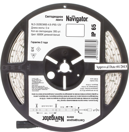 Лента светодиодная NLS-3528СW60-4,8-IP65-12V R5 4,8Вт 12В 6000К IP65 5м | 71763 Navigator 19422