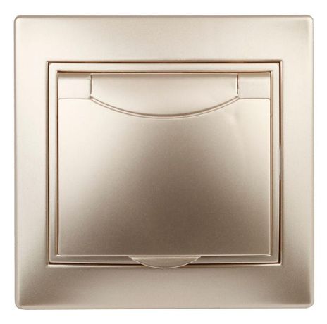 Розетка однофазная скрытого монтажа, в рамку с заземлением без шторок шампань крышкой 16А 250В IP20 винтовые зажимы 1-203-04 Intro Plano - Б0030063 ЭРА