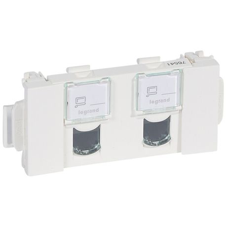 Розетка компьютерная 2-м СП 4мод. Mosaic RJ45 кат.5E UTP CD с механизмом быстр. подключ. механизм бел. Leg 076541 Legrand