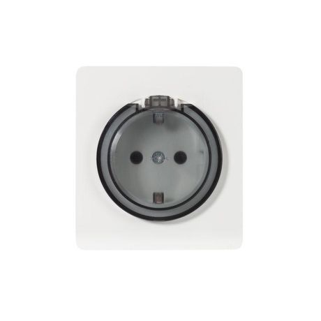 Розетка 1-м СП ROUND MIELE 16А с заземл. защ. шторки и крышкой перламутр Kranz KR-78-0702-1