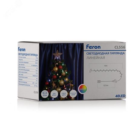 Гирлянда линейная 40LED мульти 4м от батареек - 26763 FERON CL556