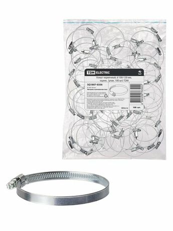 Хомут червячный, d 100-120 мм, оцинк (упак. 100 шт) | SQ1807-0356 TDM