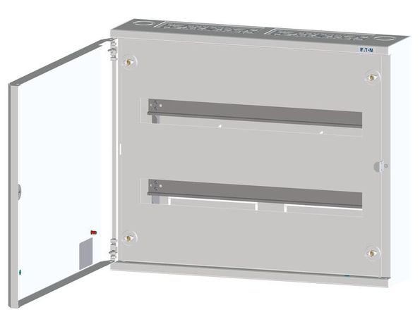 Плоский распределительный щиток 24 модуля в ряду, 2 ряда, цвет белый, сталь, версия С. Навесное исполнение. - 113685 EATON