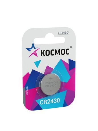 Батарейка CR2430 3V Lithium 1BL - KOCR24301BL Космос