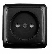 Розетка открытой установки, одноместная, со шторкой, с изолирующей пластиной, цвет черный | РА16-104-08 HEGEL