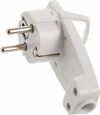 Вилка угловая плоская с кольцом с/з, белый, Stekker - 39039 FERON PPG16-45-202