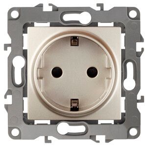 Розетка однофазная скрытого монтажа, в рамку с заземлением без шторок шампань 16А 250В IP20 автоматические (безвинтовые) зажимы 12-2001-04 Эра 12 - Б0014684