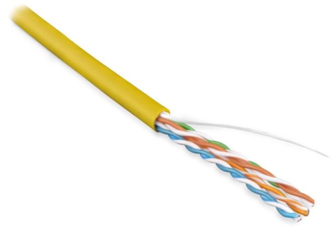 Кабель витая пара неэкранир. U/UTP кат.5E 4 пары 24 AWG ОЖ solid PVC -20град.C-+75град.C UUTP4-C5E-S24-IN-PVC-YL-100 гарантия: 15 лет компонентн. / 25 системн. желт. (уп.100м) Hyperline 443605