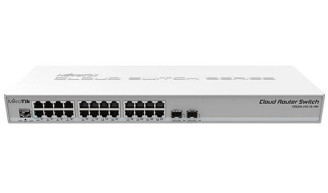 Коммутатор CRS326-24G-2S+RM Cloud Router Switch 326-24G-2S+RM с RouterOS L5 1U монтаж в стойку Mikrotik 1463834