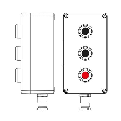 Взрывозащищенный пост управления из полиэстера CPE-P-04-(2xP1B(11)-1xP1R(11))-1xKH2MHK(C)1Ex d e IIC Т5 Gb / Ex tb IIIC T95°C Db IP66/КЗ - 2231.041.22.120M ДКС