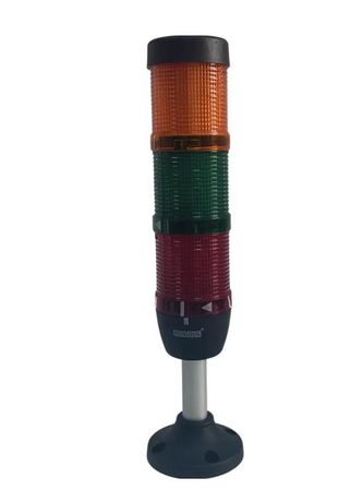 Сигнальная колонна 50 мм, 3 цвета (красный, зелёный, жёлтый), стробоскоп FLESH, алюм. патрубок 100 мм с основанием, 24В AC/DC, IP40 - IK53F024XM03 EMAS