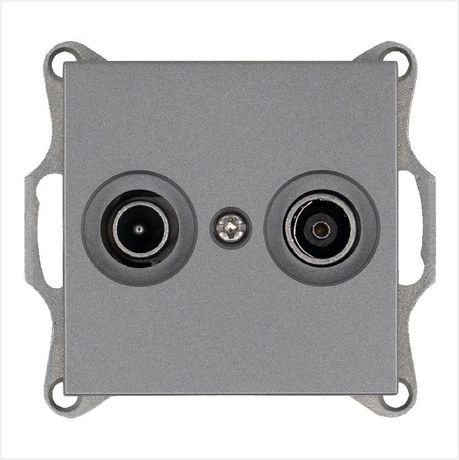 Розетка телевизионная оконечная TV + FM 2-м Ф9.5мм механизм алюм. Jasmart G6204S