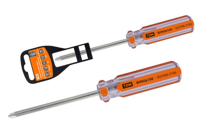 Отвертка крестовая, прозрачная рукоятка, углеродистая сталь, тип PH2 x 150 мм, серия "Гранит" | SQ1006-2106 TDM