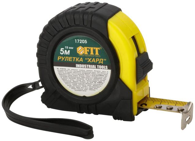Рулетка прорезиненный корпус ''Хард'' 5 м x 19 мм - 17205 РОС