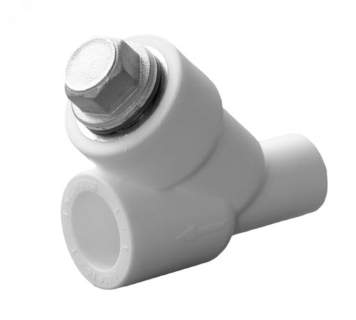 Фильтр сетчатый 40 ВН косой, полипропиленовый PPR белый - 9100314001 Политэк