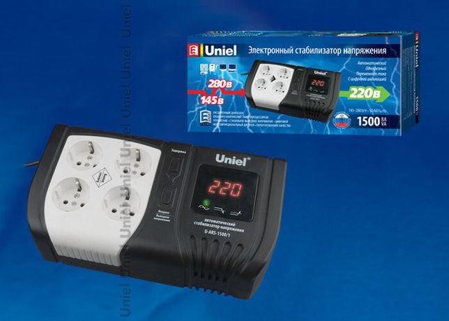 Стабилизатор напряжения U-ARS-1500/1 Uniel серии Standard - Expert 1500 ВА 09623