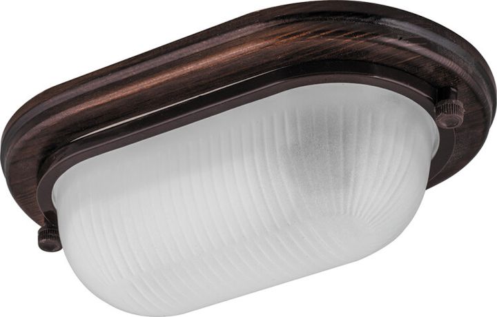 Светильник накладной пылевлагозащищенный под лампу НБО 04-60-021 220V 60Вт Е27 IP54 дерево, орех, овал | 11575 FERON