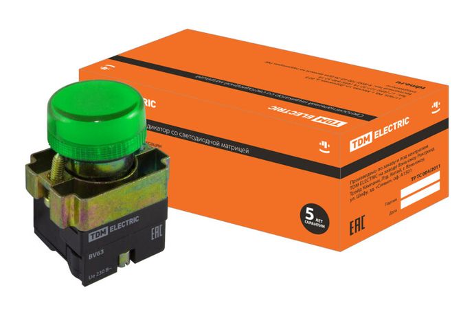 Лампа BV63 матрица d22 мм зеленый | SQ0702-0045 TDM