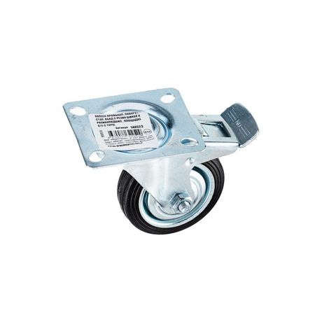 Колесо промышленное поворотное стальной обод с резиновой шиной и роликоподшипником площадка d75 Tech-Krep/Zitar 148523