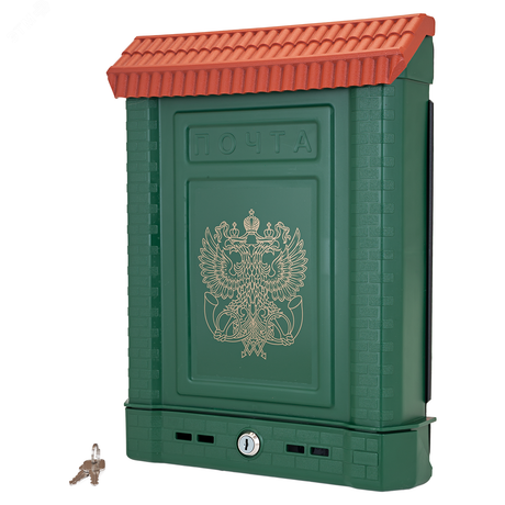 Ящик почтовый ПРЕМИУМ внешний (с замком) зеленый (двухглавый орел) - 5969 ПТК