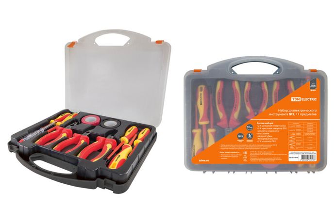 Набор диэлектрического инструмента №2, пласт. чемодан, 11 предметов, 1000В, “ЭкспертЭлектрик” | SQ1017-0102 TDM