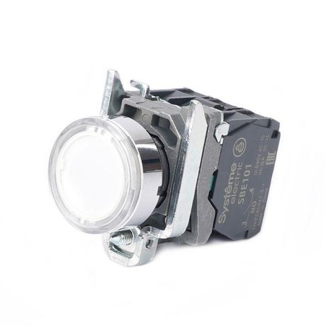 Кнопка модульная SB4 с подсветкой в сборе 22мм металл 230-240ВAC 1НО+1НЗ бел. SE SB4BW31M5 APC