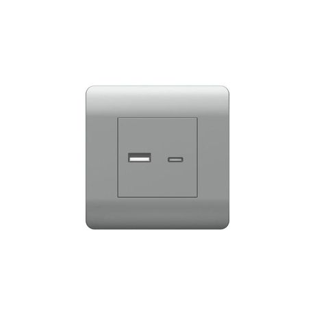 Розетка USB A+С, 5В/2,1А, серебряный(NEW3-E) | 431451 CHINT