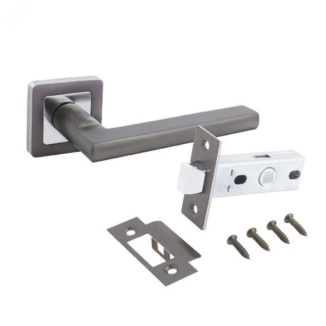 Комплект ручек и защелка АЛЛЮР АРТ ВЕНСАН MBN+L45-8 MBN (2640/S45) графит - 14664 ПТК