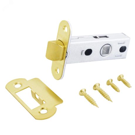 Защелка врезная универсальная без ручек для деревянных межкомнатных дверей, АЛЛЮР АРТ L45-8-R18 PB золото - 11728 ПТК
