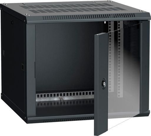 Шкаф настенный 19' LINEA W 9U 600x600мм стеклянная дверь RAL9005 - LWR5-09U66-GF IEK