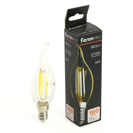 Лампа светодиодная LED 6вт Е14 теплый свеча на ветру FILAMENT .PRO - 51262 FERON