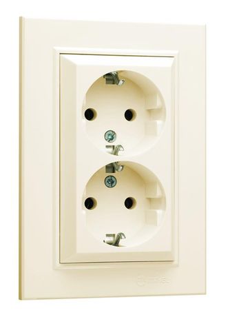 Розетка 2-я с/з СП (Новый дизайн) Karea 16А IP20 крем. Makel 56010057