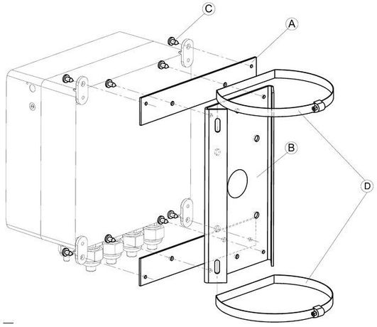 Кронштейн для крепления коробки монтажной КМ-8 на квадратные и круглые опоры d115-135мм КС-1-02 Тахион 40089