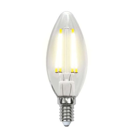 Лампа светодиодная LED-C35-5W/WW/E14/CL/DIM GLA01TR форма "свеча" прозр. Air теплый бел. 3000К диммир. упак. картон Uniel UL-00002860